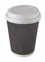 8oz Triple Walled Black Cups with Lids - 500 x Cups and Lids